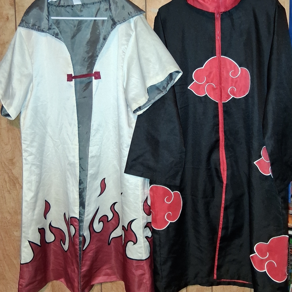 Anime-Inspired Cloak Set with Red Patterns